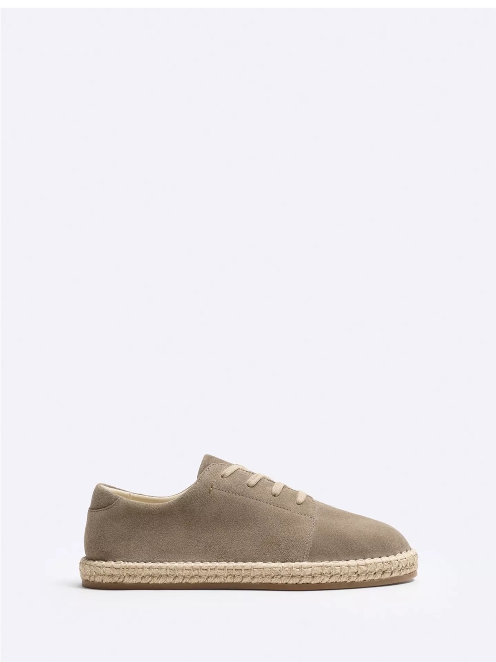 Rare New Lace Up Suede Leather Espadrilles Taupe Gray Men’s Size 12 Zara